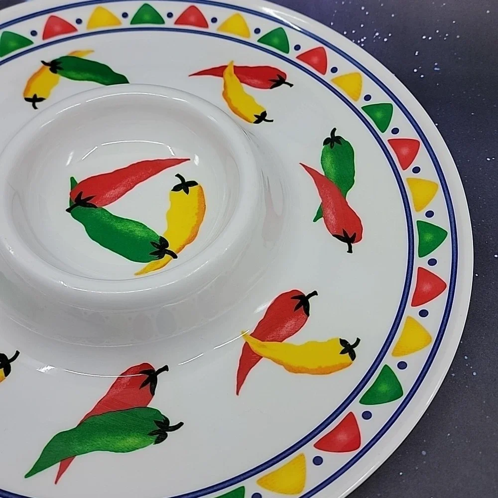 Reston Lloyd Eurita Melamine Chip & Dip Tray Chili Pepper Style No. 03633